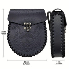 Retro PU Leather Belt Bag Viking Style Medieval Woven Coin Purse