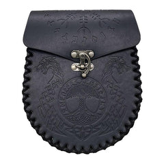 Retro PU Leather Belt Bag Viking Style Medieval Woven Coin Purse