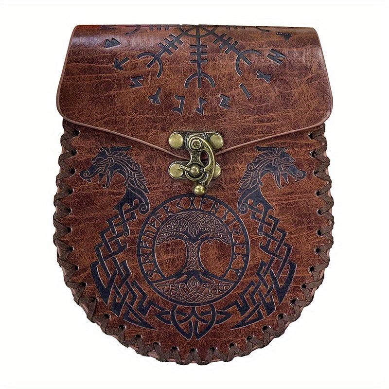 Retro PU Leather Belt Bag Viking Style Medieval Woven Coin Purse