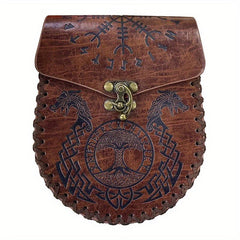 Retro PU Leather Belt Bag Viking Style Medieval Woven Coin Purse