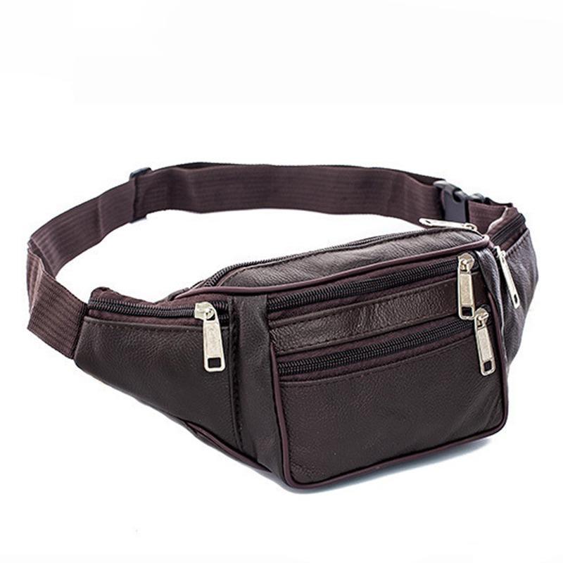 PU Leather Waist Bag Waterproof Travel Outdoor Waist Bag Wear resistant