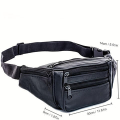 PU Leather Waist Bag Waterproof Travel Outdoor Waist Bag Wear resistant