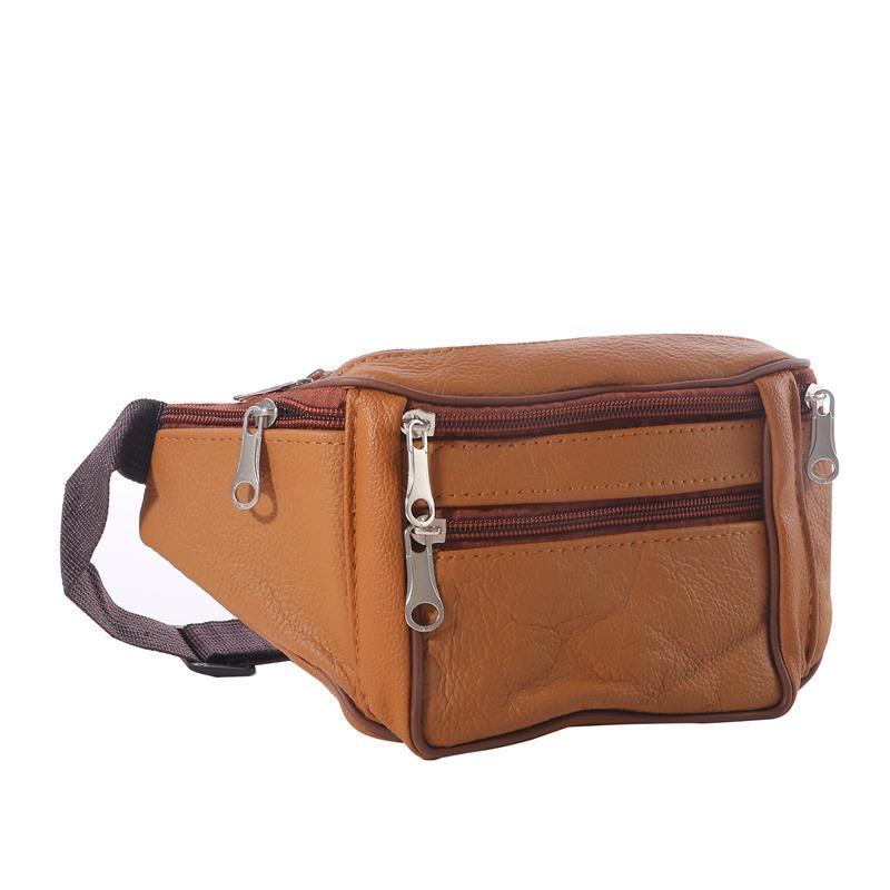 PU Leather Waist Bag Waterproof Travel Outdoor Waist Bag Wear resistant