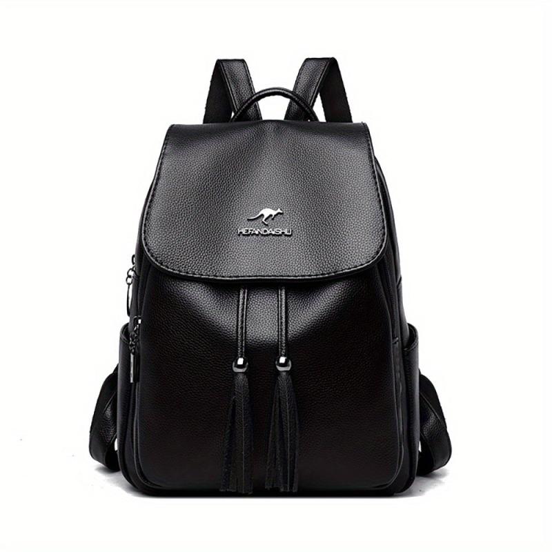 Flap Backpack For Women Tassel Drawstring Travel Daypack