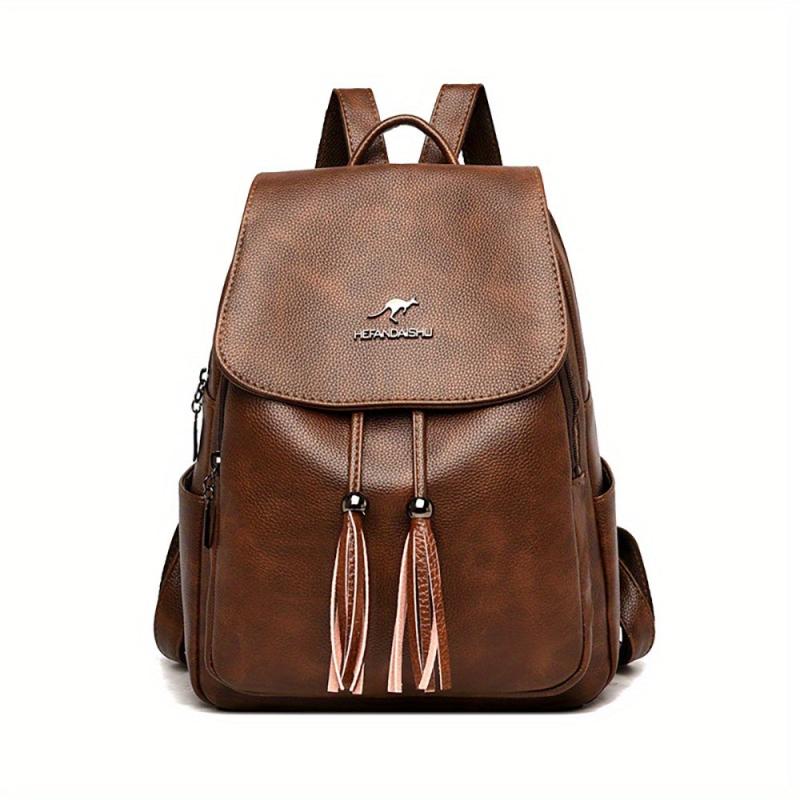 Flap Backpack For Women Tassel Drawstring Travel Daypack