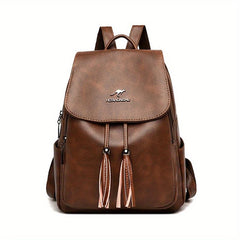 Flap Backpack For Women Tassel Drawstring Travel Daypack