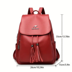 Flap Backpack For Women Tassel Drawstring Travel Daypack
