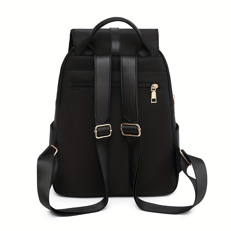 Studded Decor Flap Backpack Argyle Embroidery School Bag