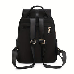 Studded Decor Flap Backpack Argyle Embroidery School Bag