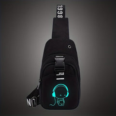 Canvas Crossbody Bag Men's Chest Backpack Sports Shoulder Bag