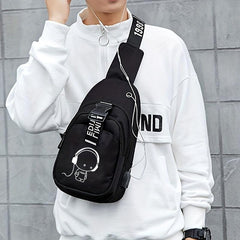 Canvas Crossbody Bag Men's Chest Backpack Sports Shoulder Bag
