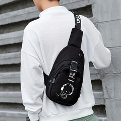 Canvas Crossbody Bag Men's Chest Backpack Sports Shoulder Bag