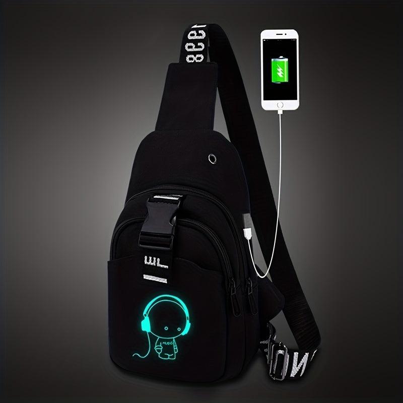 Canvas Crossbody Bag Men's Chest Backpack Sports Shoulder Bag