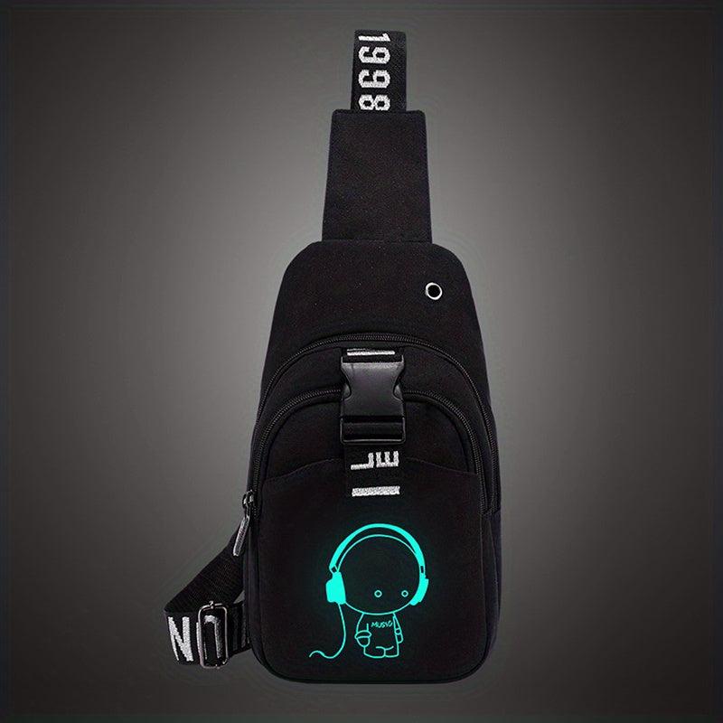 Canvas Crossbody Bag Men's Chest Backpack Sports Shoulder Bag