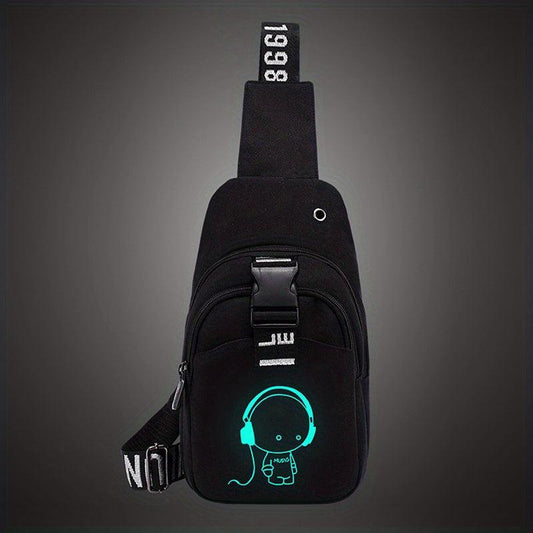 Canvas Crossbody Bag Men's Chest Backpack Sports Shoulder Bag