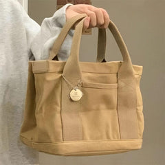 Canvas Commuter Student Lunch Tote Bag Wristlet Casual Clutch Shopping Bag