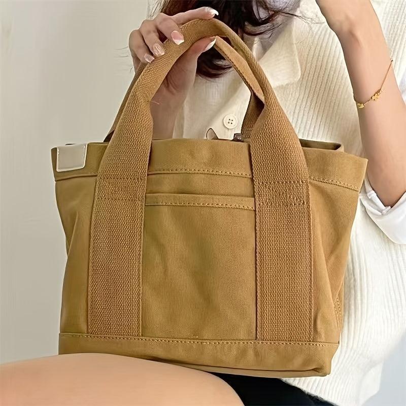 Canvas Commuter Student Lunch Tote Bag Wristlet Casual Clutch Shopping Bag