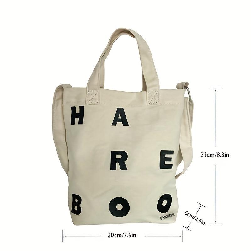 Casual Alphabet Shoulder Bag Outdoor Tote Canvas Bag