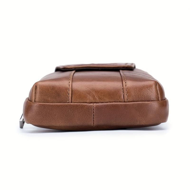 Leather Mobile Phone Bag Cowhide Waist Bag Hook Belt Business Commuting