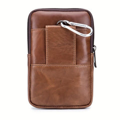 Leather Mobile Phone Bag Cowhide Waist Bag Hook Belt Business Commuting