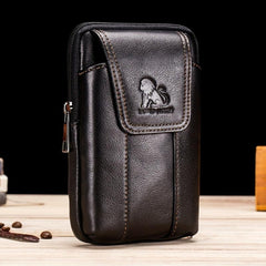 Leather Mobile Phone Bag Cowhide Waist Bag Hook Belt Business Commuting