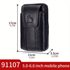 Leather Mobile Phone Bag Cowhide Waist Bag Hook Belt Business Commuting