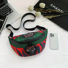 Casual Block Tiger Pattern Waist Bag Chest Bag Travel Sports Waist Bag