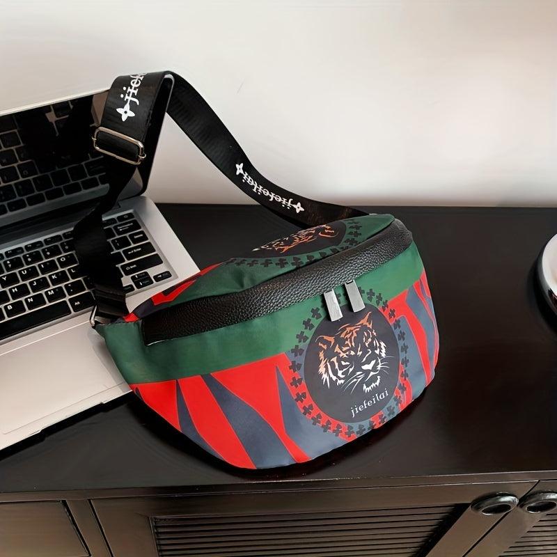 Casual Block Tiger Pattern Waist Bag Chest Bag Travel Sports Waist Bag