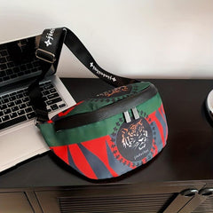 Casual Block Tiger Pattern Waist Bag Chest Bag Travel Sports Waist Bag