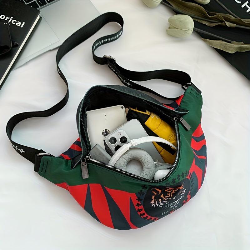 Casual Block Tiger Pattern Waist Bag Chest Bag Travel Sports Waist Bag