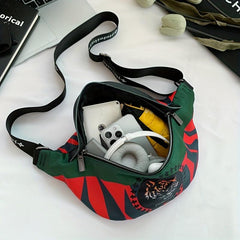 Casual Block Tiger Pattern Waist Bag Chest Bag Travel Sports Waist Bag