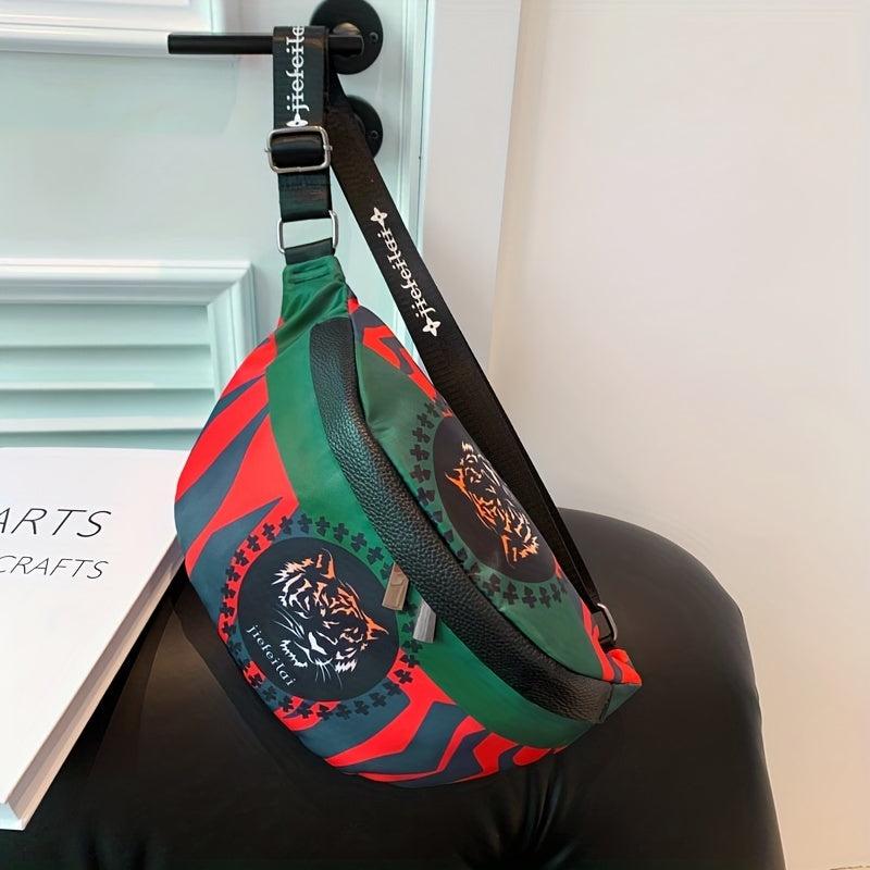 Casual Block Tiger Pattern Waist Bag Chest Bag Travel Sports Waist Bag