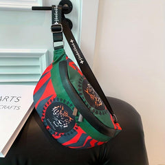 Casual Block Tiger Pattern Waist Bag Chest Bag Travel Sports Waist Bag