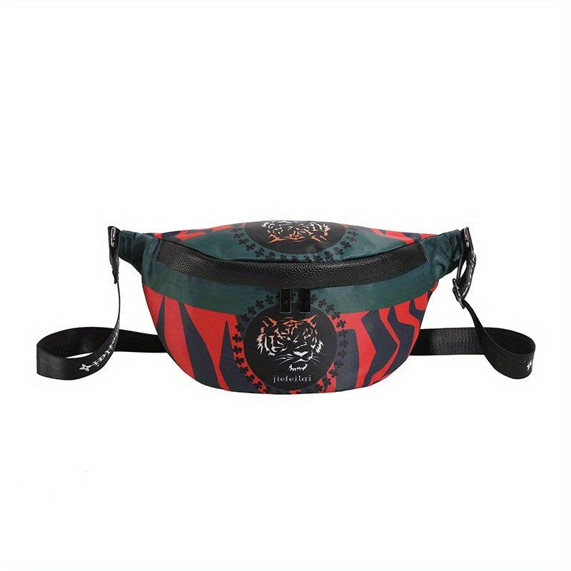 Casual Block Tiger Pattern Waist Bag Chest Bag Travel Sports Waist Bag