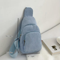 Soft Corduroy Crossbody Chest Bag with Adjustable Strap