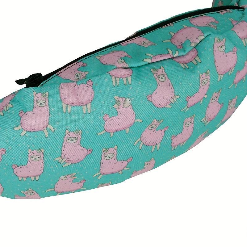 Pink Alpaca Printed Casual Backpack for Outdoor Running