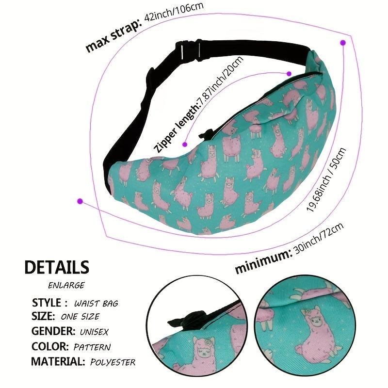 Pink Alpaca Printed Casual Backpack for Outdoor Running