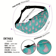 Pink Alpaca Printed Casual Backpack for Outdoor Running