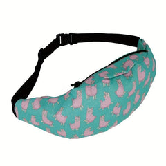 Pink Alpaca Printed Casual Backpack for Outdoor Running