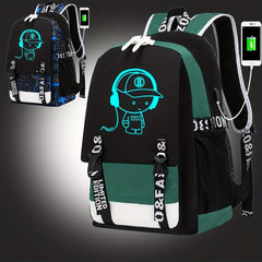 Luminous Cartoon Large Capacity Preppy Backpack Nylon School Daypack