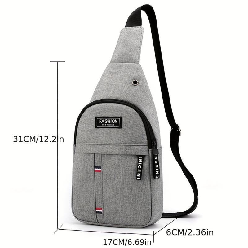 Men's Crossbody Bag with Earphone Hole for Sports Travel Lightweight Messenger