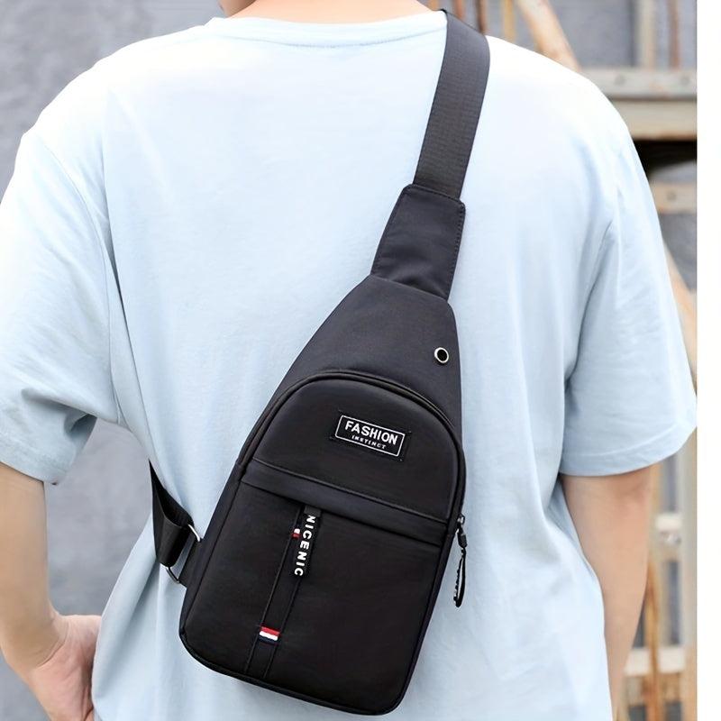 Men's Crossbody Bag with Earphone Hole for Sports Travel Lightweight Messenger