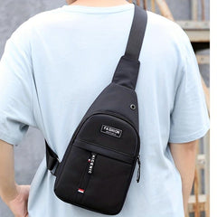 Men's Crossbody Bag with Earphone Hole for Sports Travel Lightweight Messenger