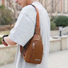 Men's Crossbody Bag w/ Earphone Hole Multifunction Diagonal Shoulder Bag
