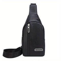 Men's Crossbody Bag w/ Earphone Hole Multifunction Diagonal Shoulder Bag