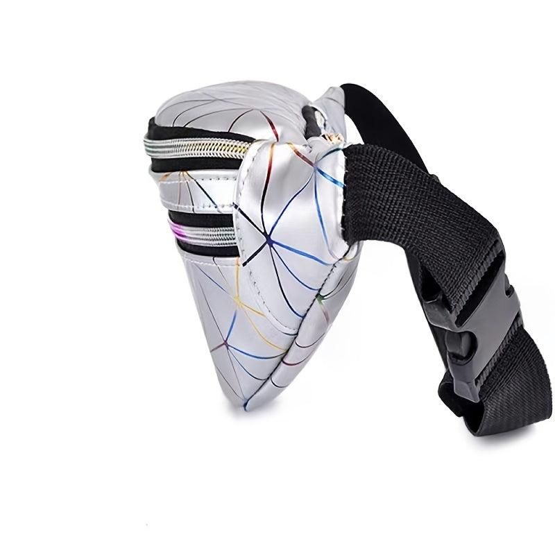 Silver Rhombus PU Leather Waist Bag Outdoor Casual Chest Bag