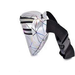 Silver Rhombus PU Leather Waist Bag Outdoor Casual Chest Bag