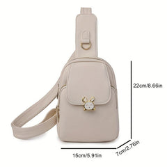 Casual PU Leather Chest Bag Large Capacity Rabbit Decor Shoulder Bag