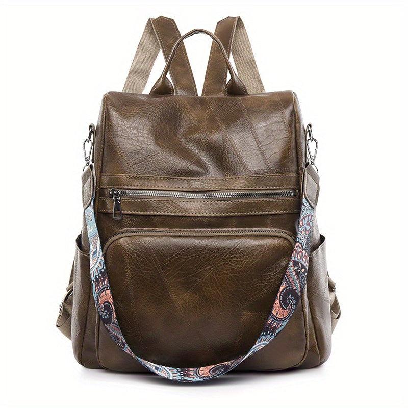 Vintage Zipper Backpack Classic All Match Rucksack for Travel