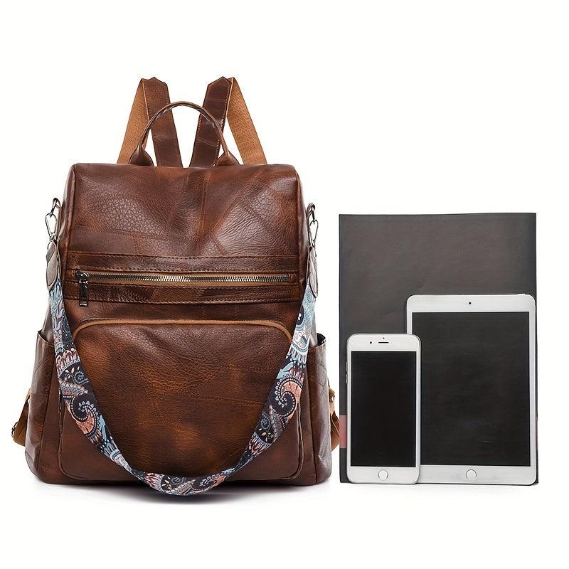 Vintage Zipper Backpack Classic All Match Rucksack for Travel